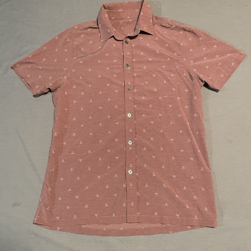 Lot Of 2 Vuori Bridge Button Down Shirt Short Sleeve Terracotta/Grey Mens Small - Picture 2 of 12